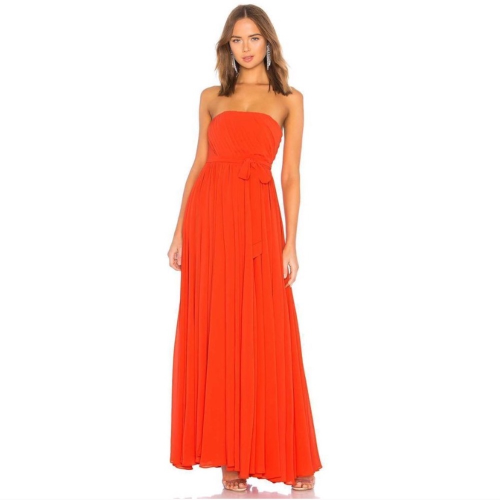 Michael Costello X revolve Carrie gown coral